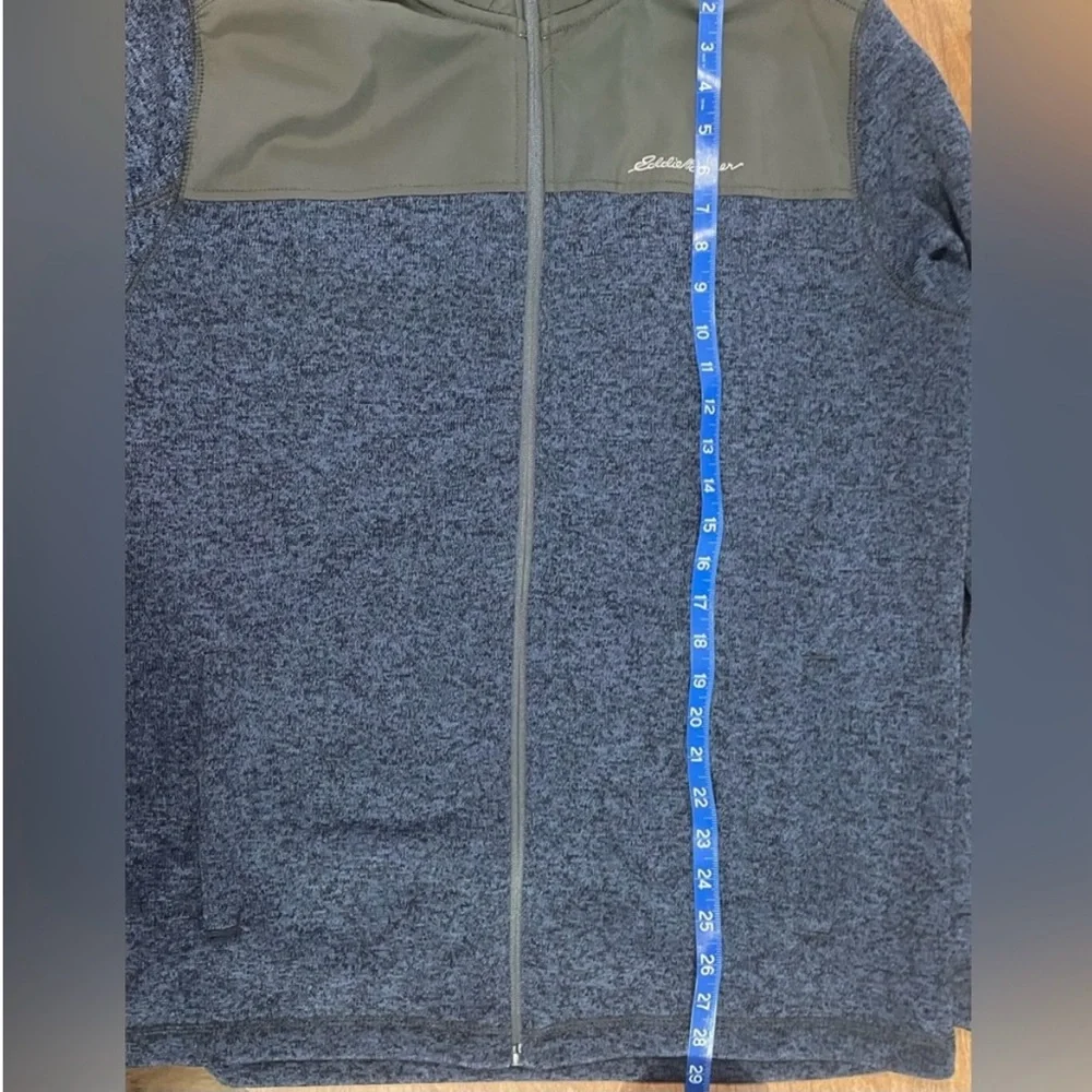 Eddie Bauer Men's Large Full-Zip Sweater Jacket Blue & Gray With Pockets GUC